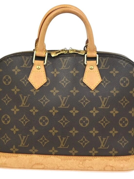 Louis Vuitton Alma PM Monogram Brown Leather Handbag M51130  LOUIS VUITTON LV Logo Alma Hand Bag Monogram Leather Brown France M51130 73AA211
